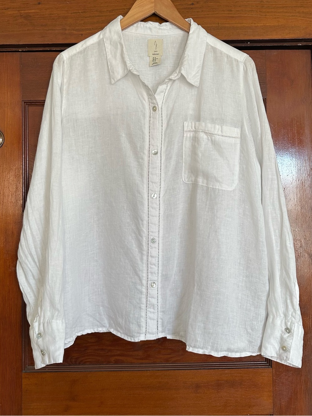 Joie White 100% Linen Button Down Shirt Top Size XL Classic Coastal Vacation